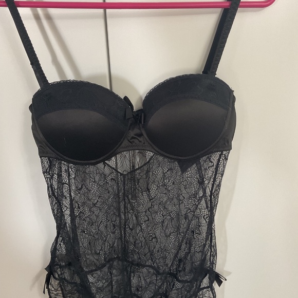 Blush Black negligé With Lace Bodice Size M - Picture 3 of 7